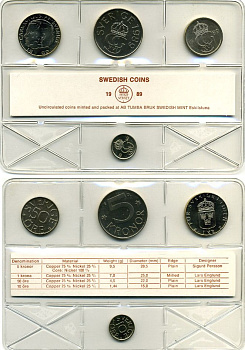 Швеция набор из 4 монет 1989 Карл XVI Густав (1973- ) официальный набор монетного двора UNC 2-4-1-10