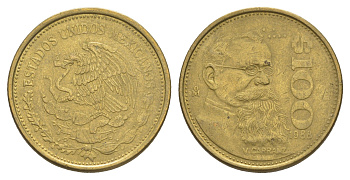 Мексика 100 песо 1988 Мо, Венустиано Карранса де ла Гарса KM 493 алюминиевая бронза 4646-341