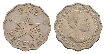 Гана 5 песев 1965 KM 8 медно-никель UNC 4596-415