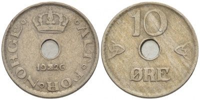НОРВЕГИЯ 10 ЭРЕ 1926 ХОКОН VII (1905-1957) KM 383 медно-никель 112-1067
