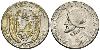 Панама 1/10 бальбоа 1970  KM 10 медь плакированная медно-никелем  aUNC  4609-852