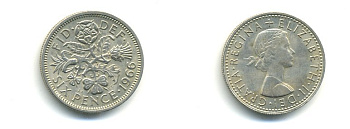 Великобритания 6 пенсов 1963 Елизавета II (1952-2022) KM 903, Spink 4149 медно-никель 59-746