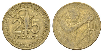 Западная Африка (BCEAO) 25 франков 1982 KM 9 алюминиевая бронза 4612-1156