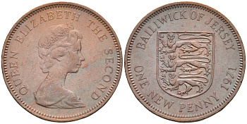 Джерси 1 новый пенни 1971 Елизавета II (1952-2022), герб KM 30 бронза UNC 4588-1019