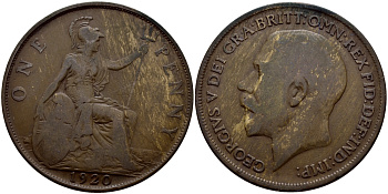 Великобритания 1 пенни 1920 Георг V (1910-1936) KM 810, Spink 4051 бронза 4389-122