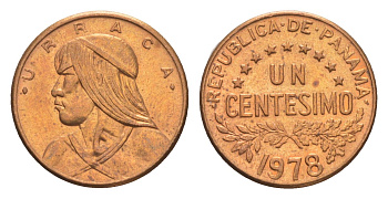 Панама 1 сентесимо 1978 KM 22 бронза UNC 4651-929