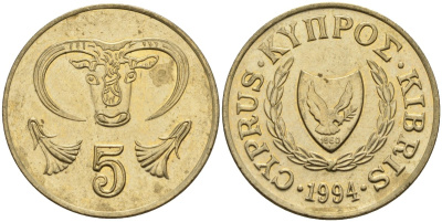 Кипр 5 центов 1994 KM 55.3 никель латунь 4141-1046