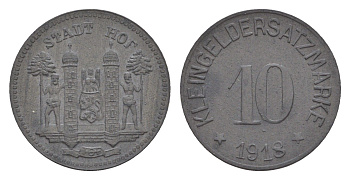 Хоф 10 пфеннигов 1918 Funck 217.2, Men18 14752.2 цинк 4636-752