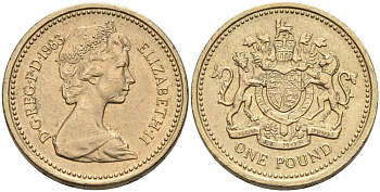 Великобритания 1 фунт 1983 Елизавета II (1952-2022) KM 933, Spink 4221 никель латунь 88-135