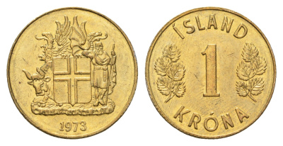 Исландия 1 крона 1973 KM 12a никель латунь UNC 4691-454