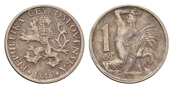 Чехословакия 1 крона 1946 KM 19 медно-никель 4685-1252