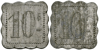 Франция 10 франков ресторанный жетон латунь 4175-942