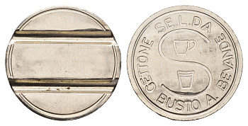 Италия жетон для выдачи напитков (Gettone Bevande) - кофе диаметр 25 мм, вес 6,6 гр нержавеющая сталь 4670-542