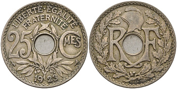Франция 25 сантимов 1923 KM 867a, Le Franc 171.7 медно-никель 4143-416