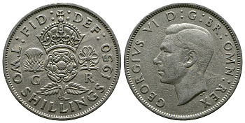 Великобритания 2 шиллинга (флорин) 1950 Георг VI (1936-1952) KM 878, Spink 4107 медно-никель 4607-711