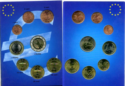 ФРГ евронабор из 8 монет 2002 F  биметалл  UNC  1-6-2-44