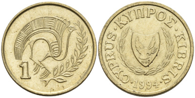 Кипр 1 цент 1994 KM 53.3 никель латунь 4174-1163