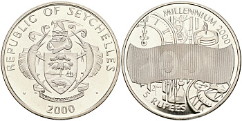Сейшельские Острова 5 рупий 2000 миллениум KM 112 медно-никель UNC 00-00