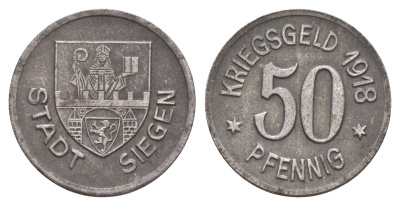 Зиген 50 пфеннигов 1918 Funck 497.5, Men18 29332.6 железо 4657-1137