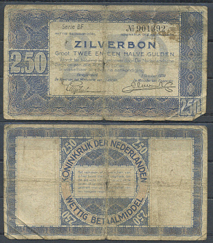 Нидерланды 2 1/2 гульдена 1938 Pick 62 бумага 6285-28-2-2