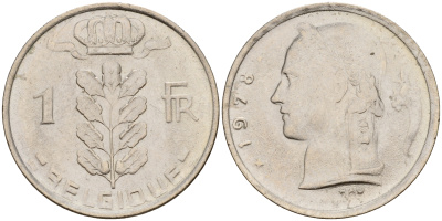 Бельгия 1 франк 1978 Belgique KM 142.1 медно-никель  UNC  4187-114