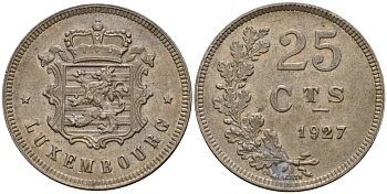 Люксембург 25 сантимов 1927 Шарлотта (1918-1964) KM 37 медно-никель 4122-243