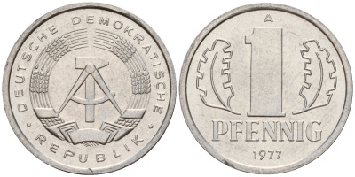 ГДР 1 пфенниг 1977 A KM 8.2 алюминий 116-1234