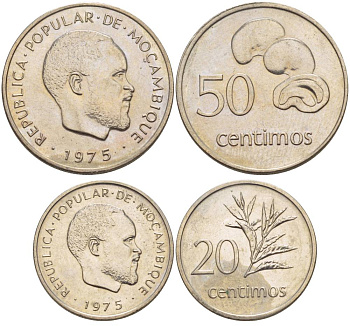 Мозамбик 20 и 50 сентимос 1975 очень редкие KM 94, KM 95 медно-никель UNC 00-820-03
