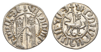 Киликийская Армения трам 1226-1271 Хетум I и царица Забель, держат крест/лев с патриаршим крестом  серебро    1516-845