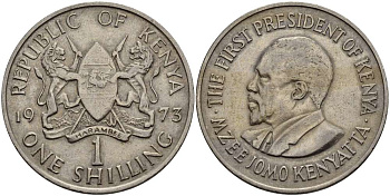 Кения 1 шиллинг 1973 Джомо Кениата KM 14 медно-никель 4512-216