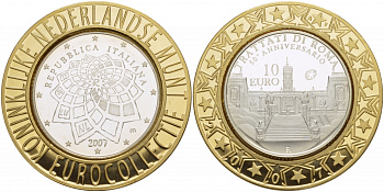 Италия 10 евро 2007 50 лет Римскому договору, коллекция Нидерландского монетного двора KM 295 серебро PROOF 1068-8-22