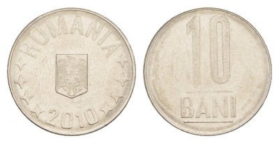 Румыния 10 бань (бани) 2010 KM 191 сталь плакированная никелем UNC 4644-1266