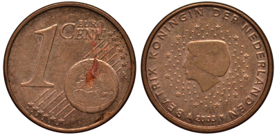 НИДЕРЛАНДЫ 1 ЕВРОЦЕНТ 2003 KM 234 сталь плакированная медью XF- 4181-139