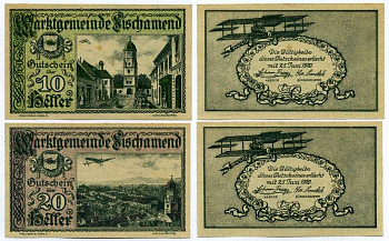 Австрия, Фишаменд набор из 2 банкнот 10 И 20 геллеров 1920 25 июня 1920, нотгельд, земля Нижняя Австрия   бумага  UNC (пресс) 000-00-00