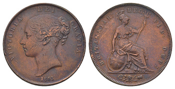 Великобритания 1 пенни 1853 Виктория (1837-1901) KM 739, Spink 3948 медь 3896-1111