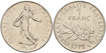 Франция 1 франк 1972 сеятель KM 925.1 никель      4603-123