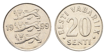 Эстония 20 сентов 1999 KM 23a сталь плакированная никелем UNC 4689-725