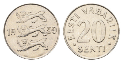 Эстония 20 сентов 1999 KM 23a сталь плакированная никелем UNC 4689-725