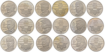 Нидерланды набор из 9 жетонов De Tros in 't Zilver 1989 медно-никель 4672-1111-1123