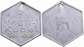ГЕРМАНИЯ ЖЕТОН ND MULL-KUBEL, ЖЕТОН НА 1 КУДОМЕТР МУСОРА алюминий 4386-514