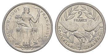 Французская Новая Каледония 2 франка 1977 KM 14 алюминий UNC 4641-136
