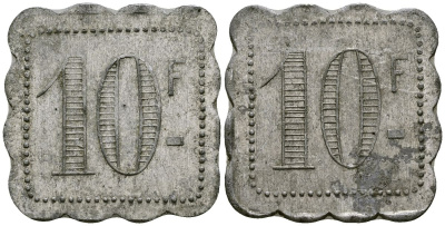 Франция 10 франков ресторанный жетон латунь 4175-944