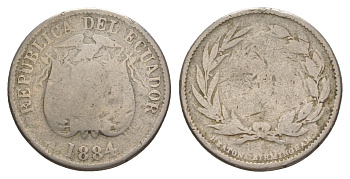 Эквадор 1/2 десимо 1884 KM 49 медно-никель 4641-546