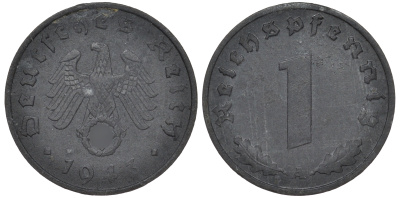 Германия 1 рейхспфенниг 1943 A KM 97, J. 369 цинк 4519-731
