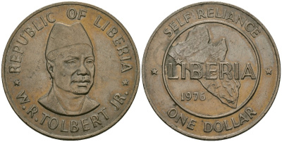 Либерия 1 доллар 1976 KM 32 медно-никель 00-00