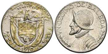 Панама 1/10 бальбоа 1970  KM 10 медь плакированная медно-никелем  aUNC  4609-867