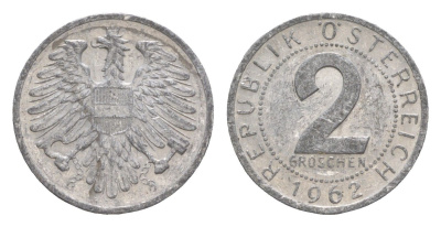 Австрия 2 гроша 1962 KM 2876 алюминий 4564-669