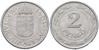 Венгрия 2 пенге 1941 BP KM 522.1 алюминий 190-913