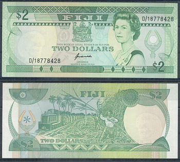 Фиджи 2 доллара ND (1995) Pick 90 бумага UNC (пресс) 7553-31-3-1
