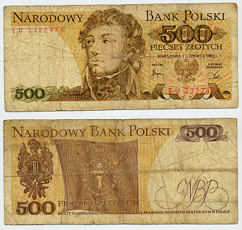 Польша 500 злотых 1982 Тадеуш Костюшко Pick 145 d бумага 6317-25-1